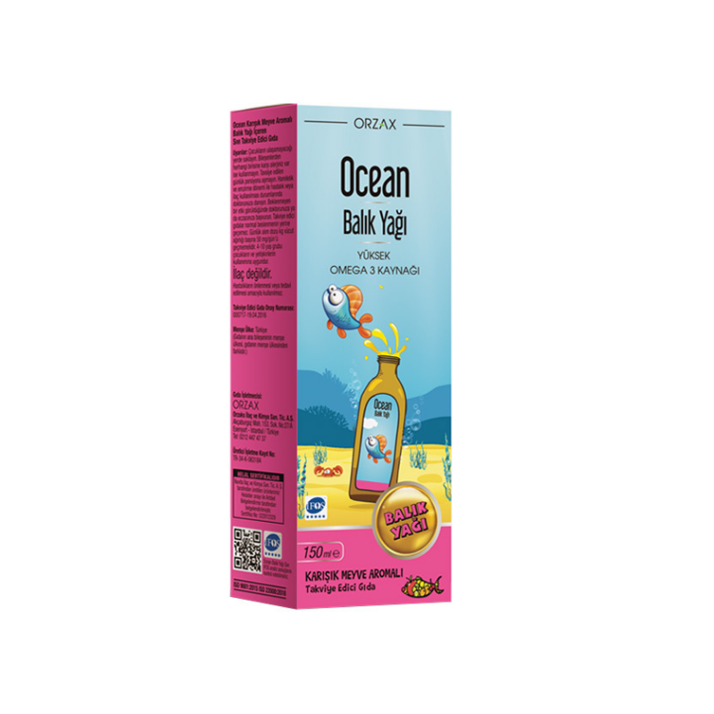 Orzax Ocean Omega 3 Balık Yağı Şurup Karışık Meyve Aromalı 150 ml